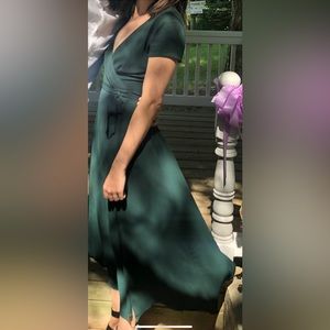 Reformation Short-Sleeve Green Wrap Maxi Dress - Size 0